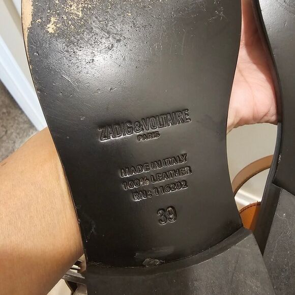 Zadig & Voltaire Studded Brown Leather Sandals Size 39 - Picture 10 of 10